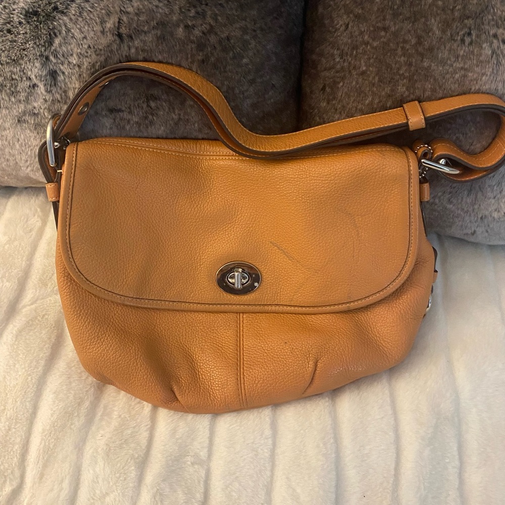 Coach Orange Leather Shoulder Bag